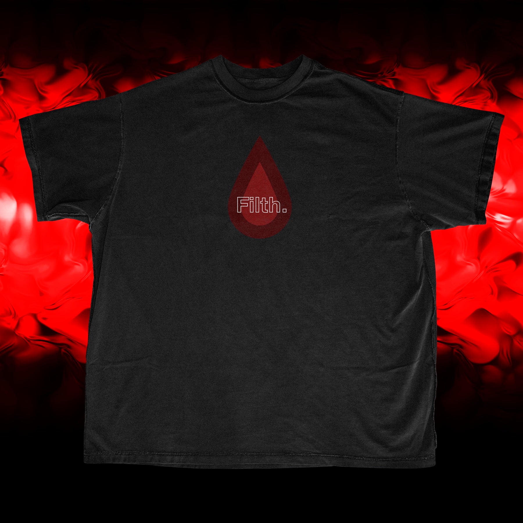 Original FILTH Proof of Work tee photographed during the first build